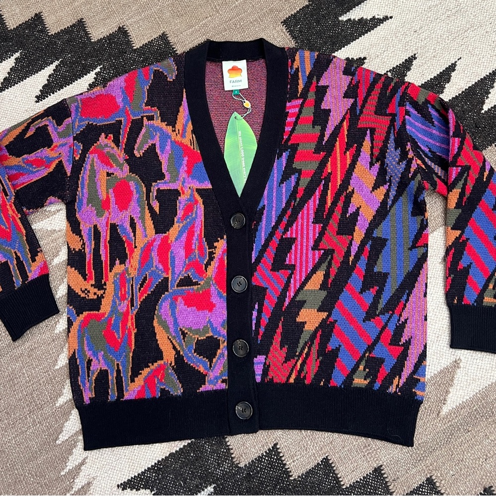 FARM Rio Multicolor Abstract Cardigan